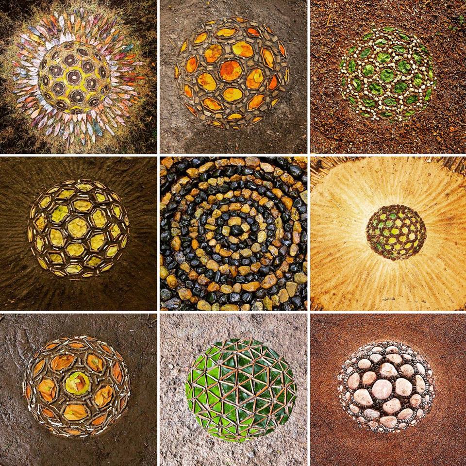 8 Karya apik dari daun dan batu yang berbentuk mandala