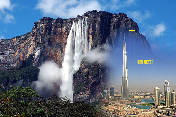 Tertinggi di dunia, air terjun ini berketinggian melebihi Burj Khalifa