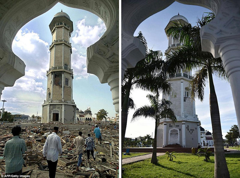 8 Foto perbandingan kondisi Aceh setelah tsunami dan 10 tahun kemudian