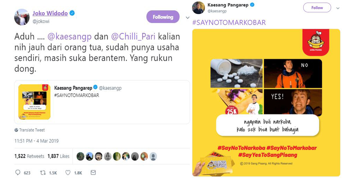 Begini tweet Jokowi saat Kaesang & Gibran sedang tweet war dagangannya