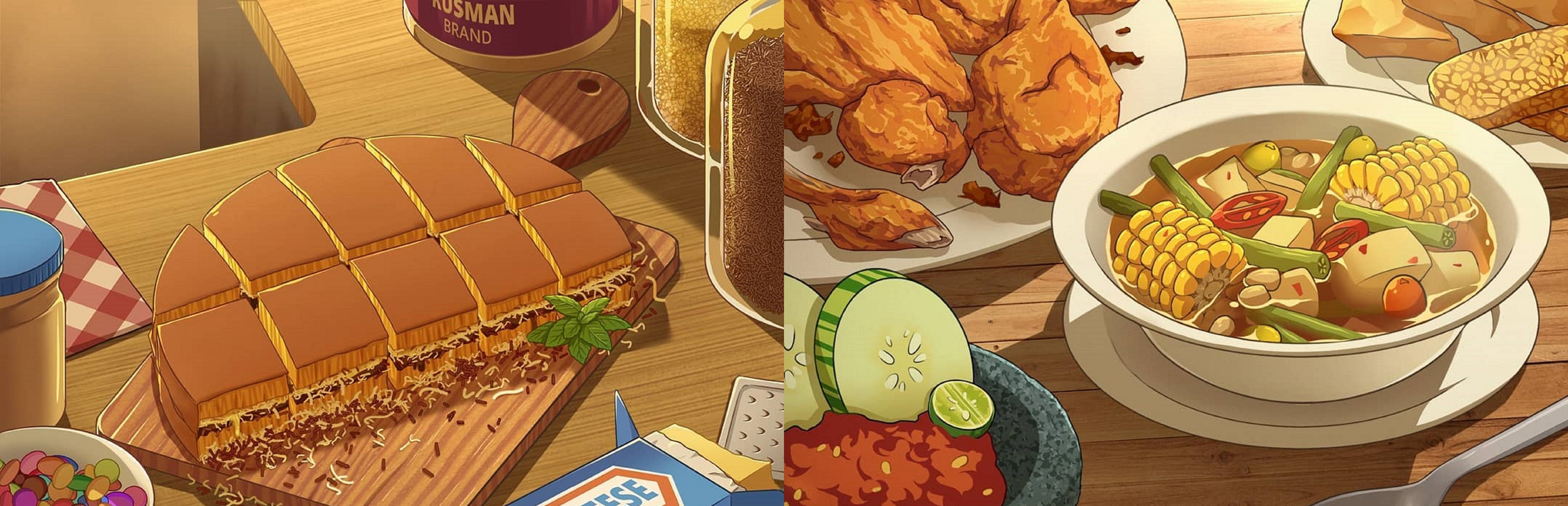 17 Ilustrasi makanan khas Indonesia versi anime karya Alfeus Christie