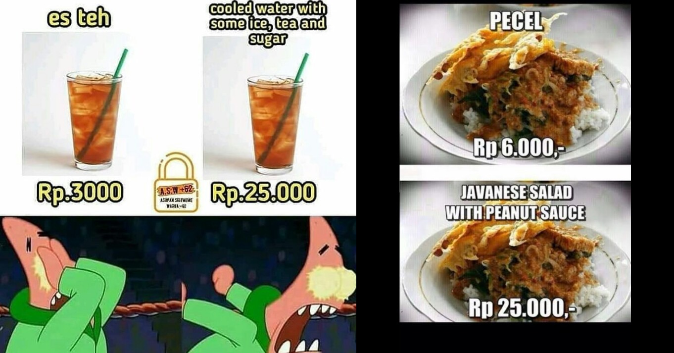 10 Meme makanan Indonesia diterjemahkan ke bahasa Inggris, jadi mahal