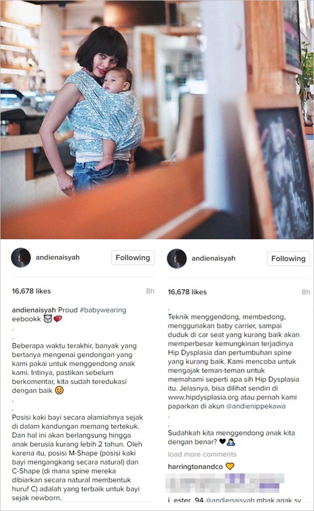 Ini lho cara unik Andien menggendong bayi Kawa