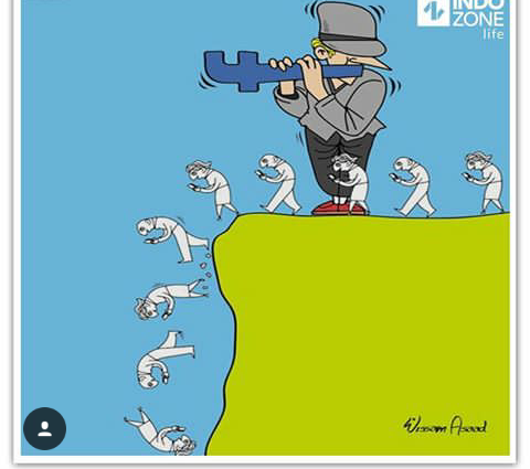 7 Karikatur sindir kamu yang kini sudah 'menghamba' pada media sosial