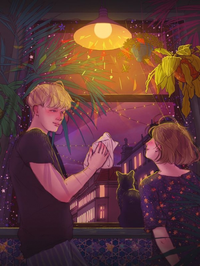 17 Ilustrasi indah & manisnya jatuh cinta, bikin senyum-senyum sendiri