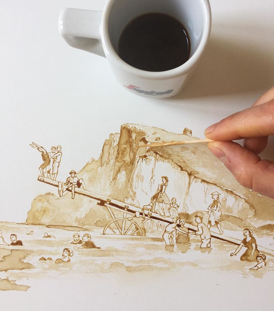 Tak pakai tinta, 10 karya seni ini dibuat dari kopi