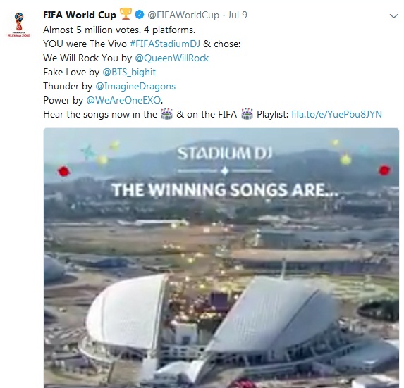 Usai terpilih di Piala Dunia, lagu 'Power' EXO kembali catat sejarah