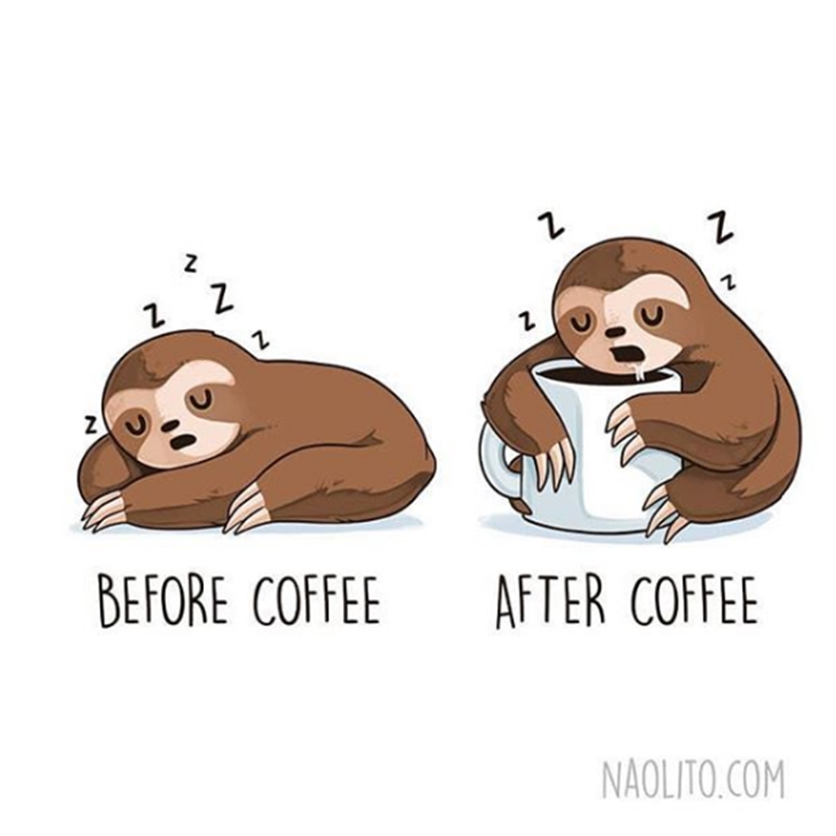 7 Ilustrasi gambarkan sebelum vs sesudah minum kopi, real banget deh