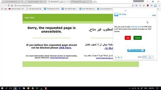 Tampilan blokir situs di arab