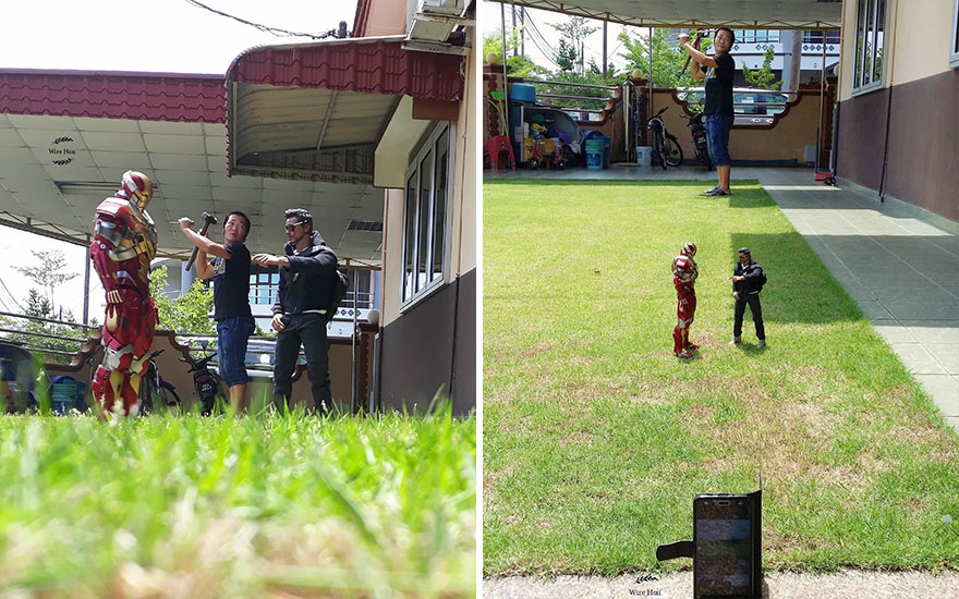 Pria ini berfoto dengan beberapa superhero, hasilnya bikin nyengir