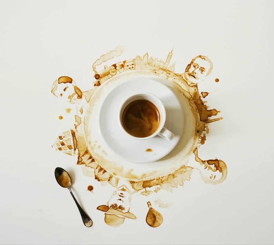 Tak disangka, 15 lukisan keren ini terinspirasi dari tumpahan kopi