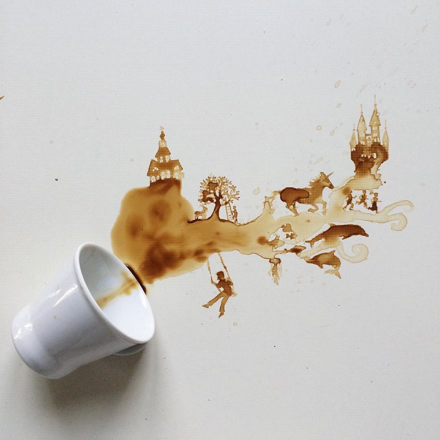 Tak disangka, 15 lukisan keren ini terinspirasi dari tumpahan kopi