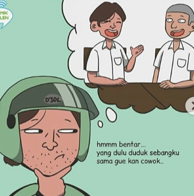 Komik strip driver ojol ketemu teman lama ini endingnya ngagetin