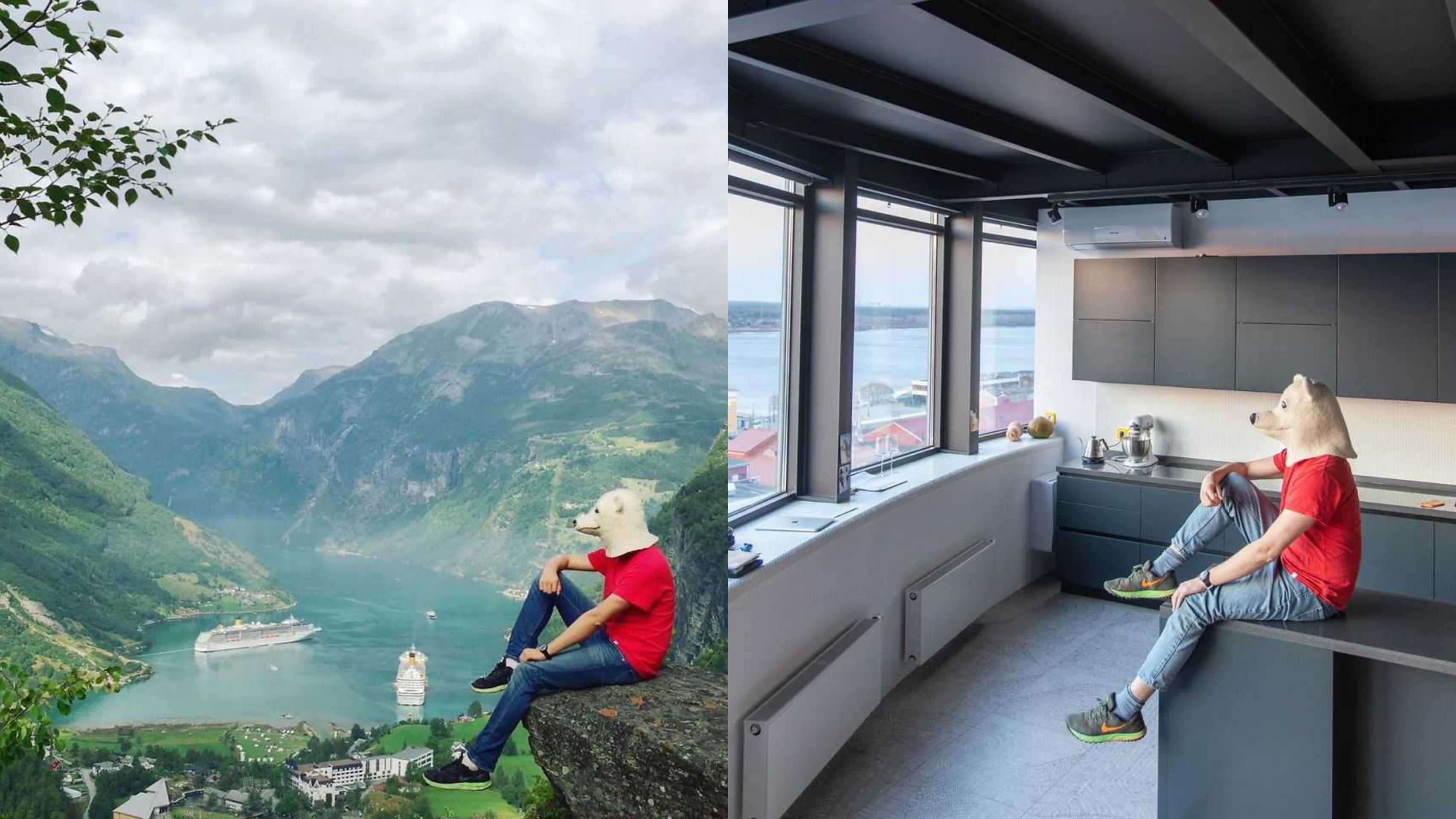 Traveler ini reka ulang foto liburannya dari rumah, hasilnya keren