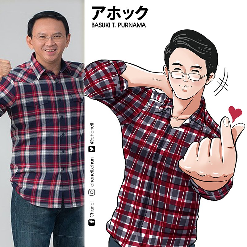 Ilustrasi publik figur Indonesia versi anime karya Chancil