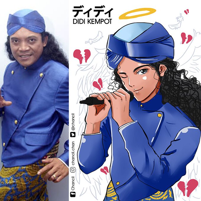 Ilustrasi publik figur Indonesia versi anime karya Chancil