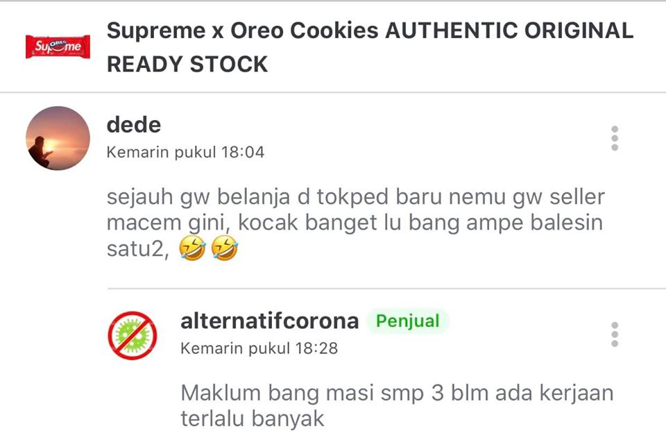 17 Obrolan penjual dan pembeli Oreo Supreme ini bikin ngakak