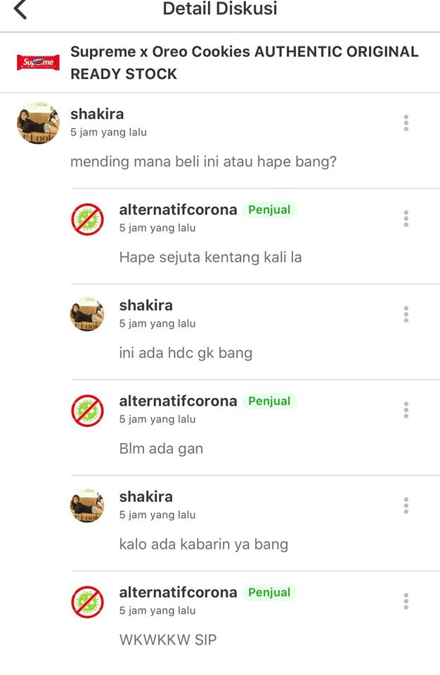 17 Obrolan penjual dan pembeli Oreo Supreme ini bikin ngakak