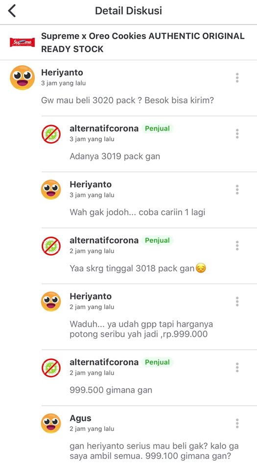 17 Obrolan penjual dan pembeli Oreo Supreme ini bikin ngakak