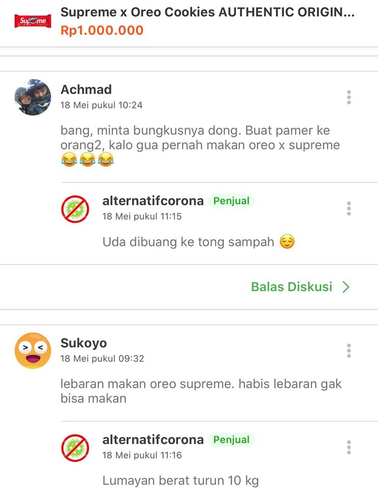 17 Obrolan penjual dan pembeli Oreo Supreme ini bikin ngakak