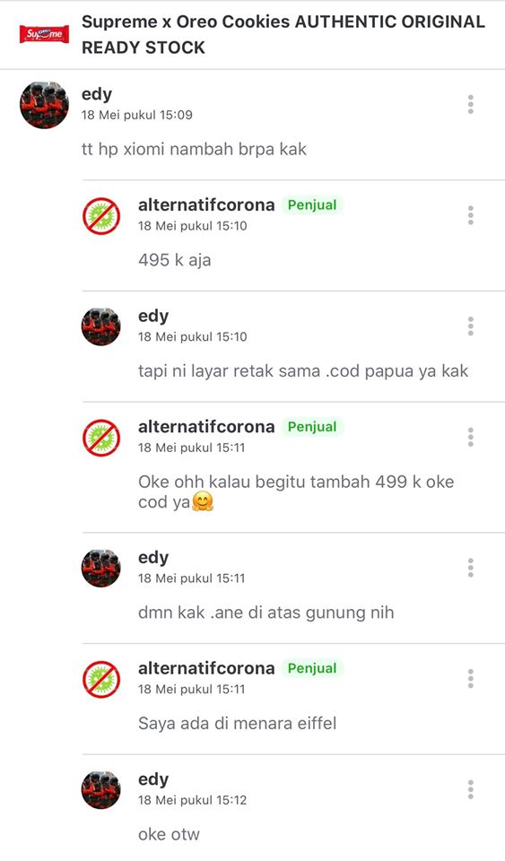 17 Obrolan penjual dan pembeli Oreo Supreme ini bikin ngakak