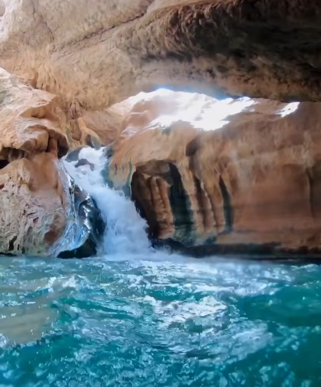 waterfall at  wadi shab oman
