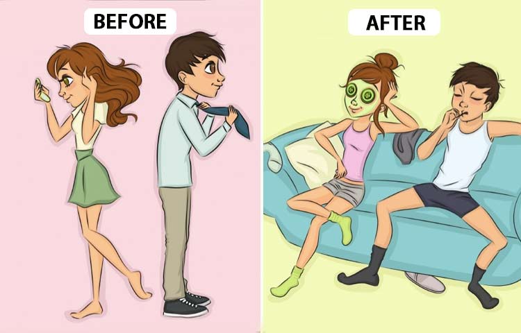 5 Ilustrasi  beda kehidupan pasangan sebelum dan setelah  