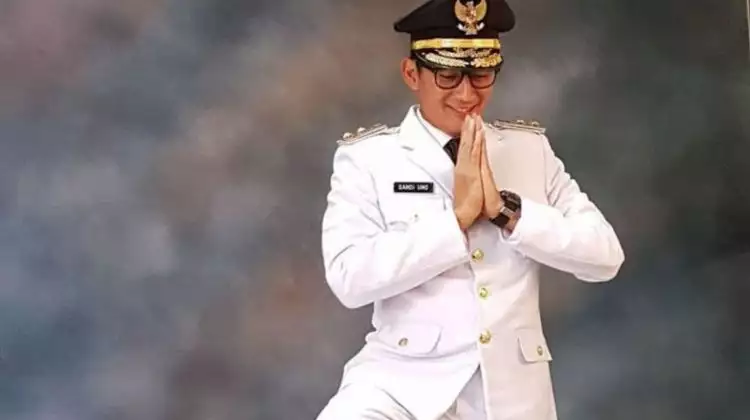 Foto pose lucu Wakil Gubernur DKI Jakarta Terpilih Sandiaga Uno