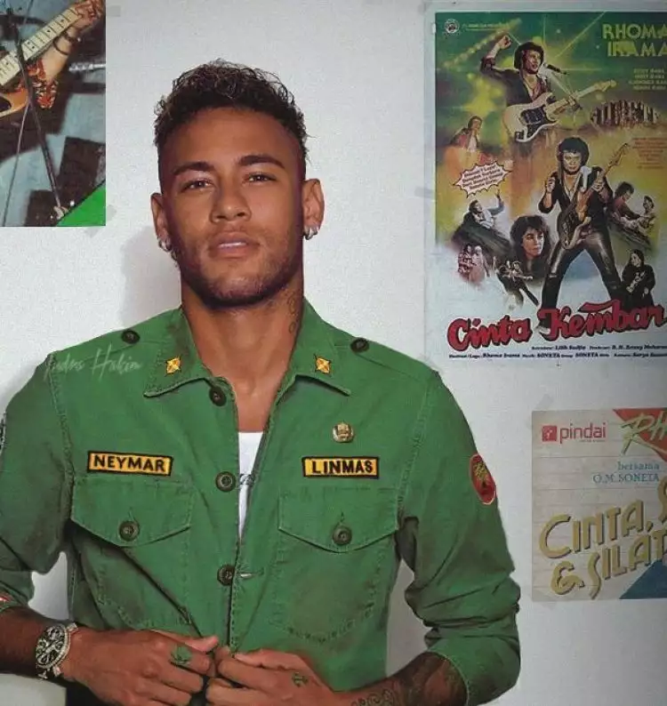 11 Foto editan kocak para artis terkenal, Neymar jadi hansip