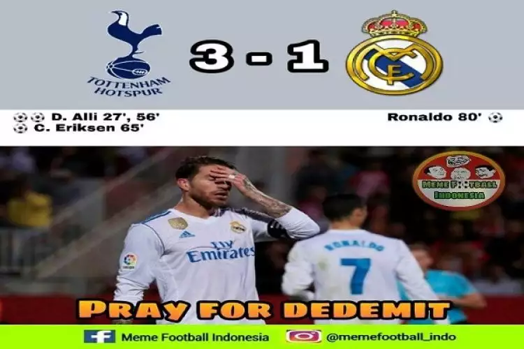 10 Meme kocak pasca kekalahan Real Madrid dari Tottenham, mewek deh