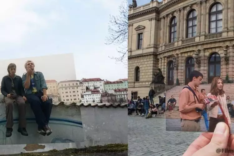 12 Foto ini gabungkan adegan di film dengan tempat aktual di Prague