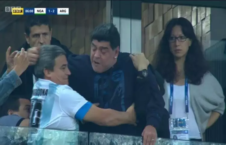 Ekspresi gokil Diego Maradona merayakan gol kemenangan Argentina
