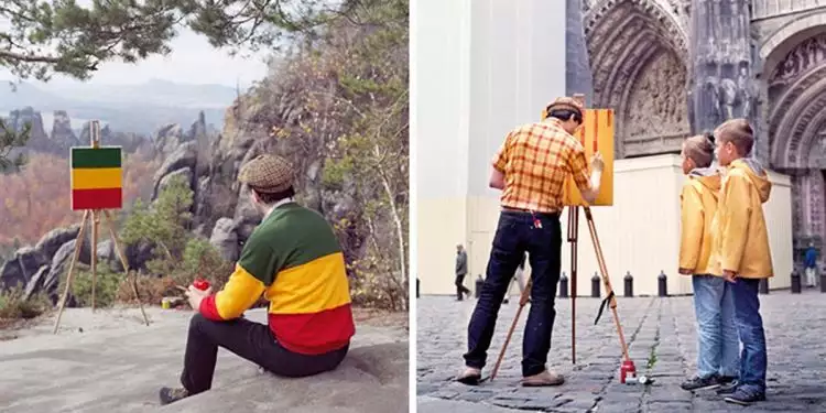 Pergi ke tempat-tempat indah, pria ini justru melukis motif bajunya