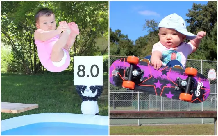 14 Foto bayi yang lagi asyik olahraga ini gemesin maksimal