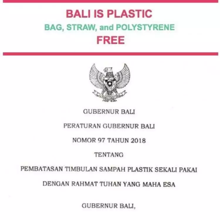 Bali jadi provinsi pertama di Indonesia yang punya aturan anti plastik