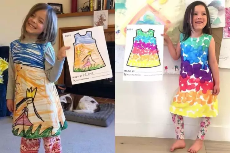 10 Karya seni buatan anak-anak ini dijadikan motif baju, unik & keren