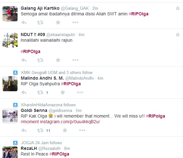 #RIPOlgaSyahputra jadi trending topic