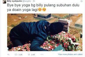 Kangen, Billy peluk batu nisan Olga Syahputra