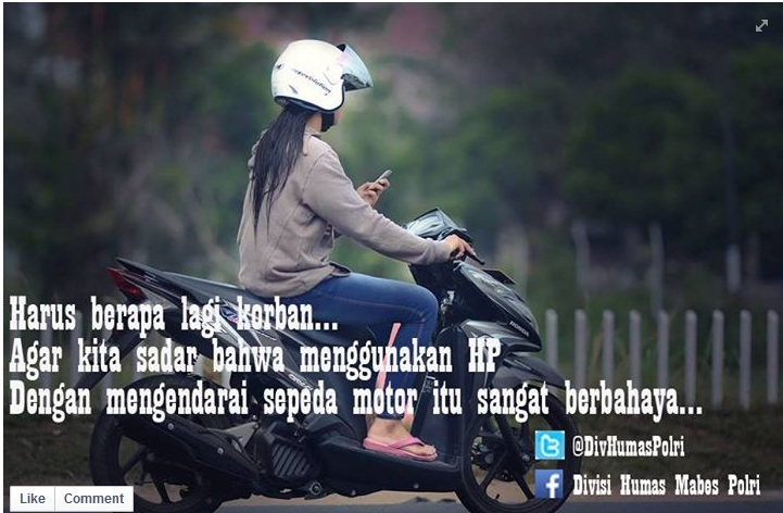 Imbauan polisi bagi pengendara  ber-HP banjir komentar positif