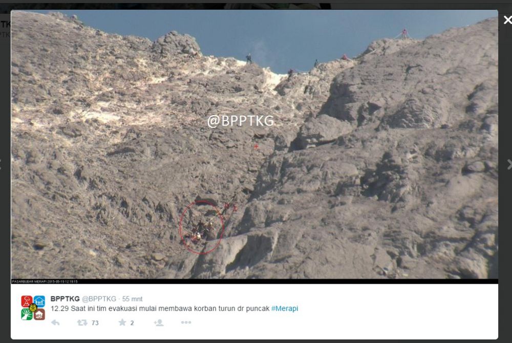 Eri Yunanto berhasil diturunkan dari kawah Merapi