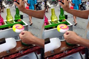 Jajanan jadul es gosrok, cara makannya pelan-pelan, takut pecah 