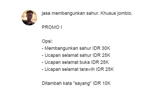 Jomblo? Takut gak bangun sahur? Coba kontak jasa 6 pembangun sahur ini