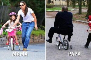 15 Foto perbandingan Ayah dan Ibu ketika mengurus anak, lucu banget!