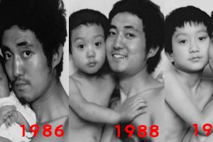Ayah & anak ini berfoto dengan pose sama selama 27 tahun, top!