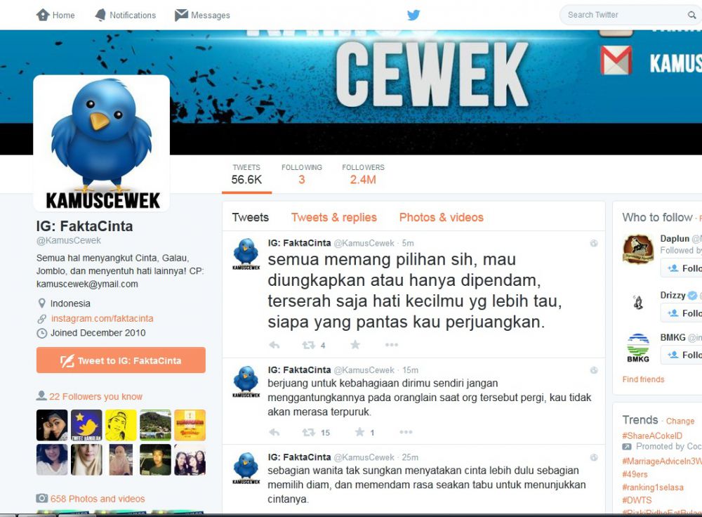 Sering galau? bisa jadi kamu pengikut akun Twitter ini