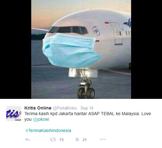 Netizen Indonesia-Malaysia 'perang' di Twitter gara-gara kabut asap Netizen Indonesia-Malaysia 'perang' di Twitter gara-gara kabut asap