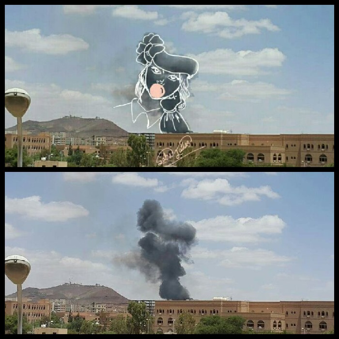 Seniman Yaman ubah pemandangan ledakan menjadi gambar penuh makna