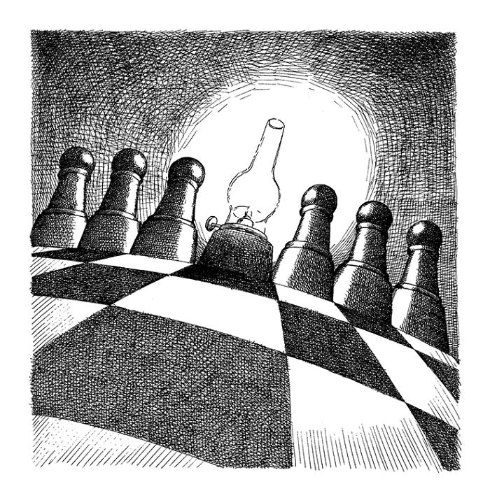 Seniman ini bawa misi perdamaian lewat karikatur bidak-bidak catur