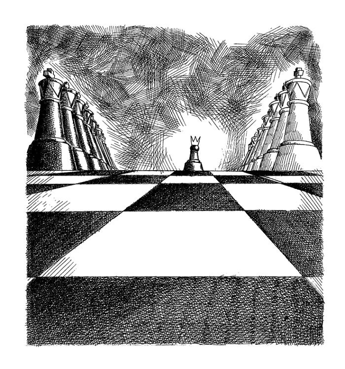 Seniman ini bawa misi perdamaian lewat karikatur bidak-bidak catur