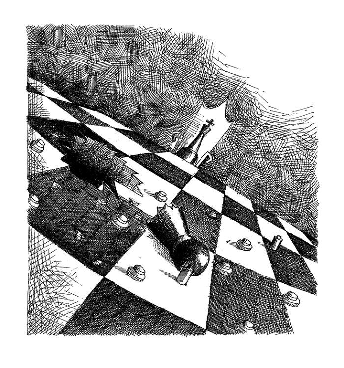 Seniman ini bawa misi perdamaian lewat karikatur bidak-bidak catur